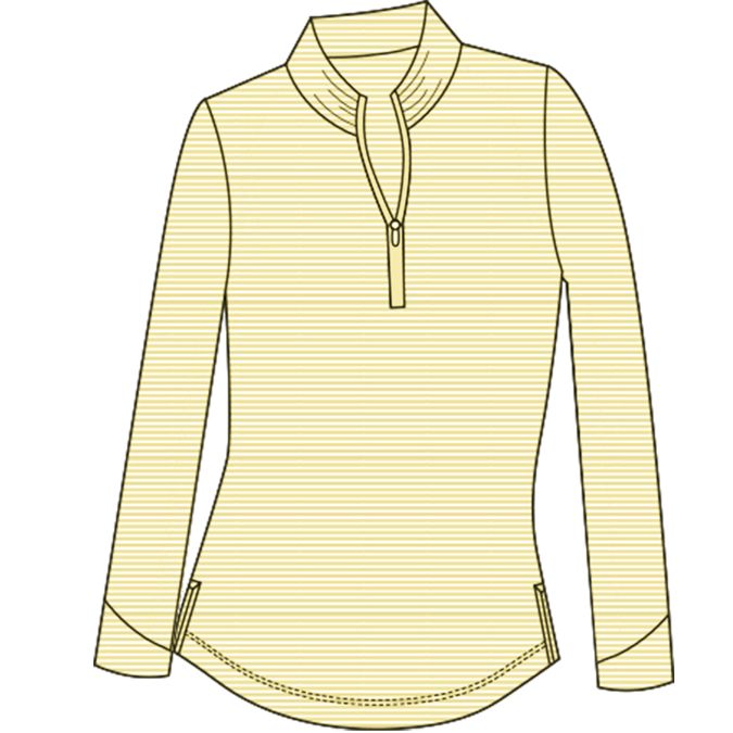 SANSOLEIL MELANGE 1/4 ZIP STRIPE MOCK. YELLOW WHITE. 900453MM - SanSoleil