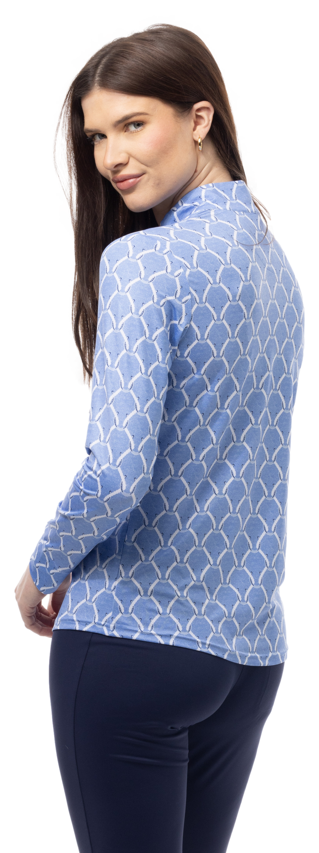 SANSOLEIL SOLMELANGE 1/4 ZIP PRINT MOCK. PEDIGREE PERI. 900453P