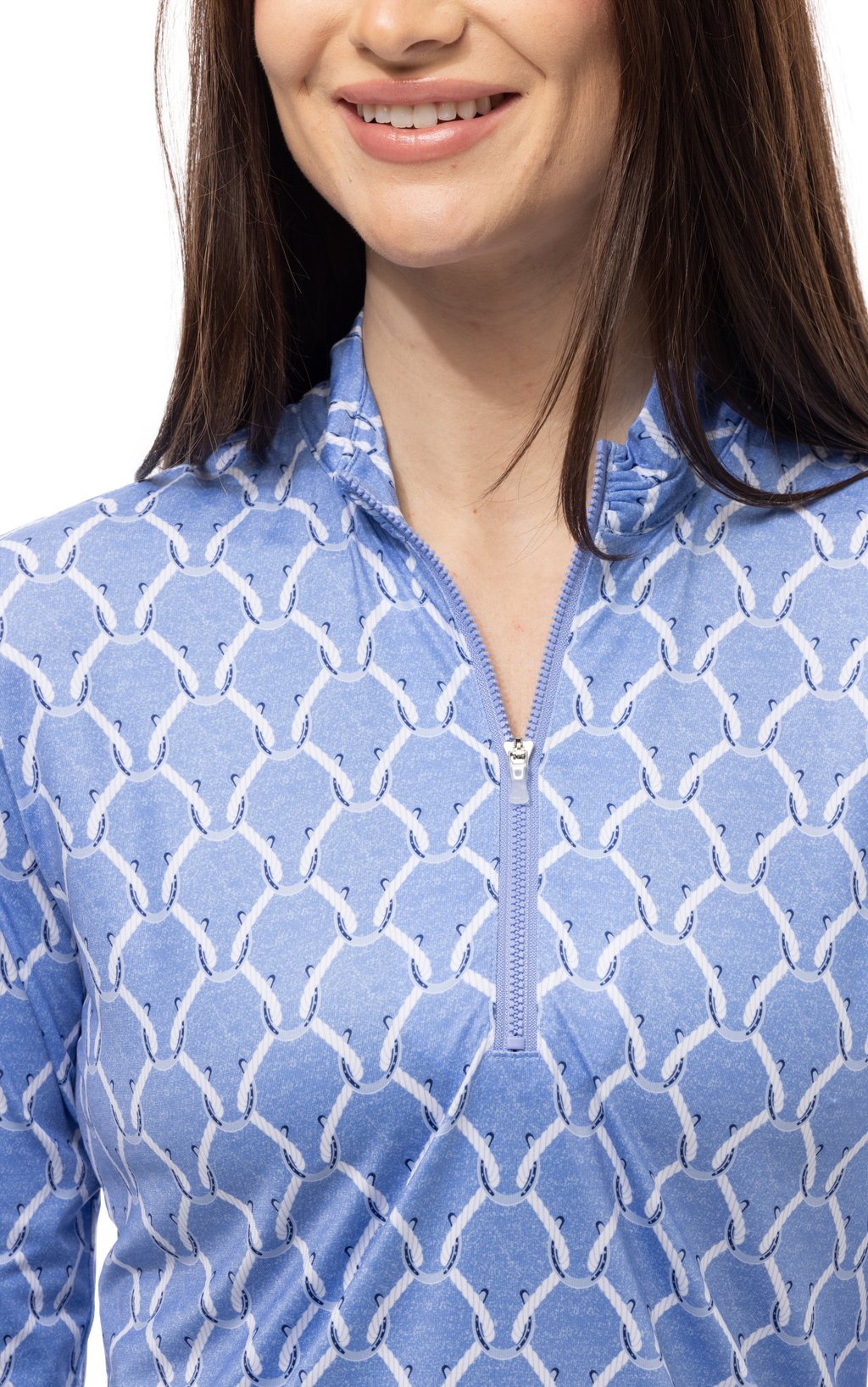 SANSOLEIL SOLMELANGE 1/4 ZIP PRINT MOCK. PEDIGREE PERI. 900453P