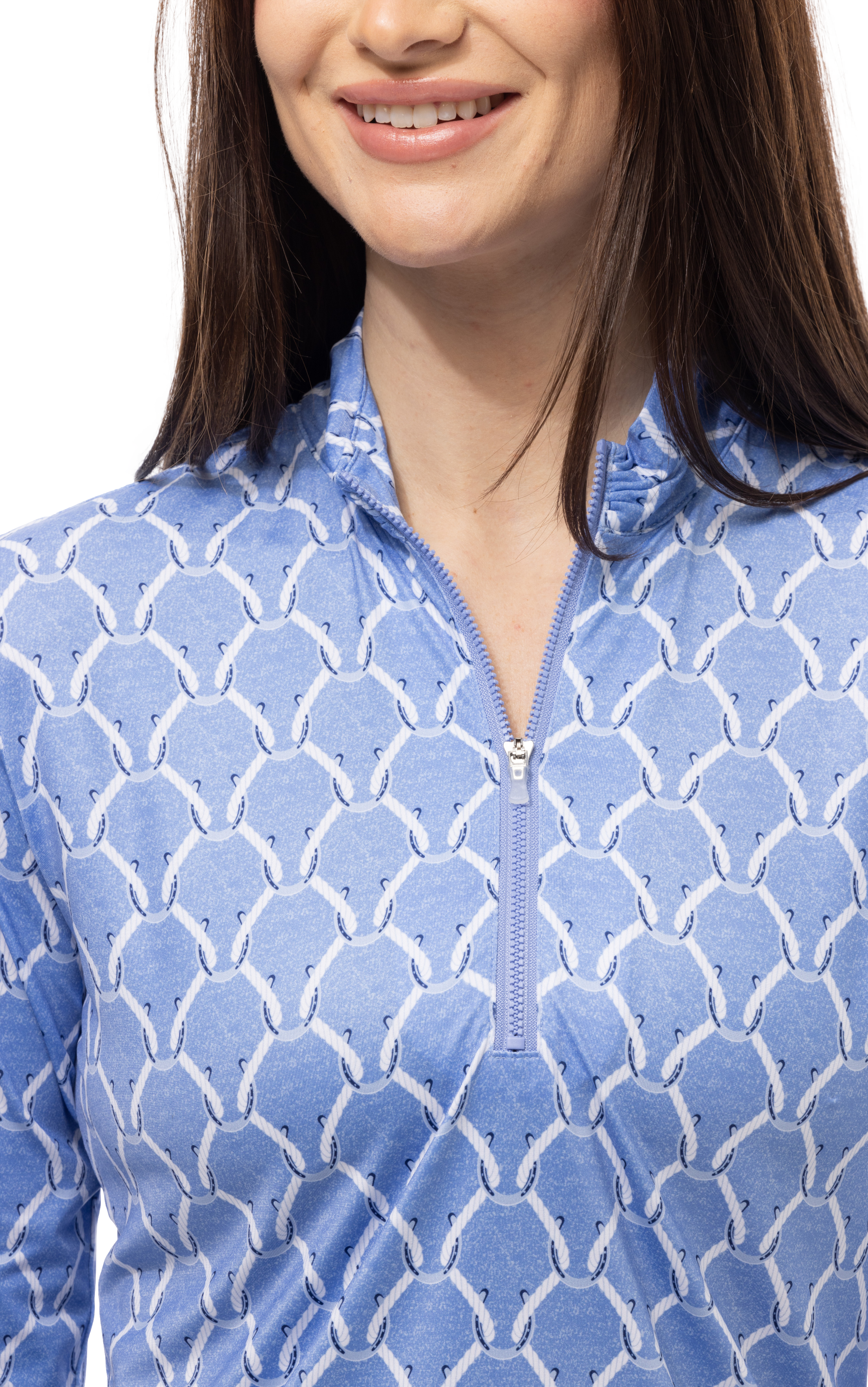 SANSOLEIL SOLMELANGE 1/4 ZIP PRINT MOCK. PEDIGREE PERI. 900453P