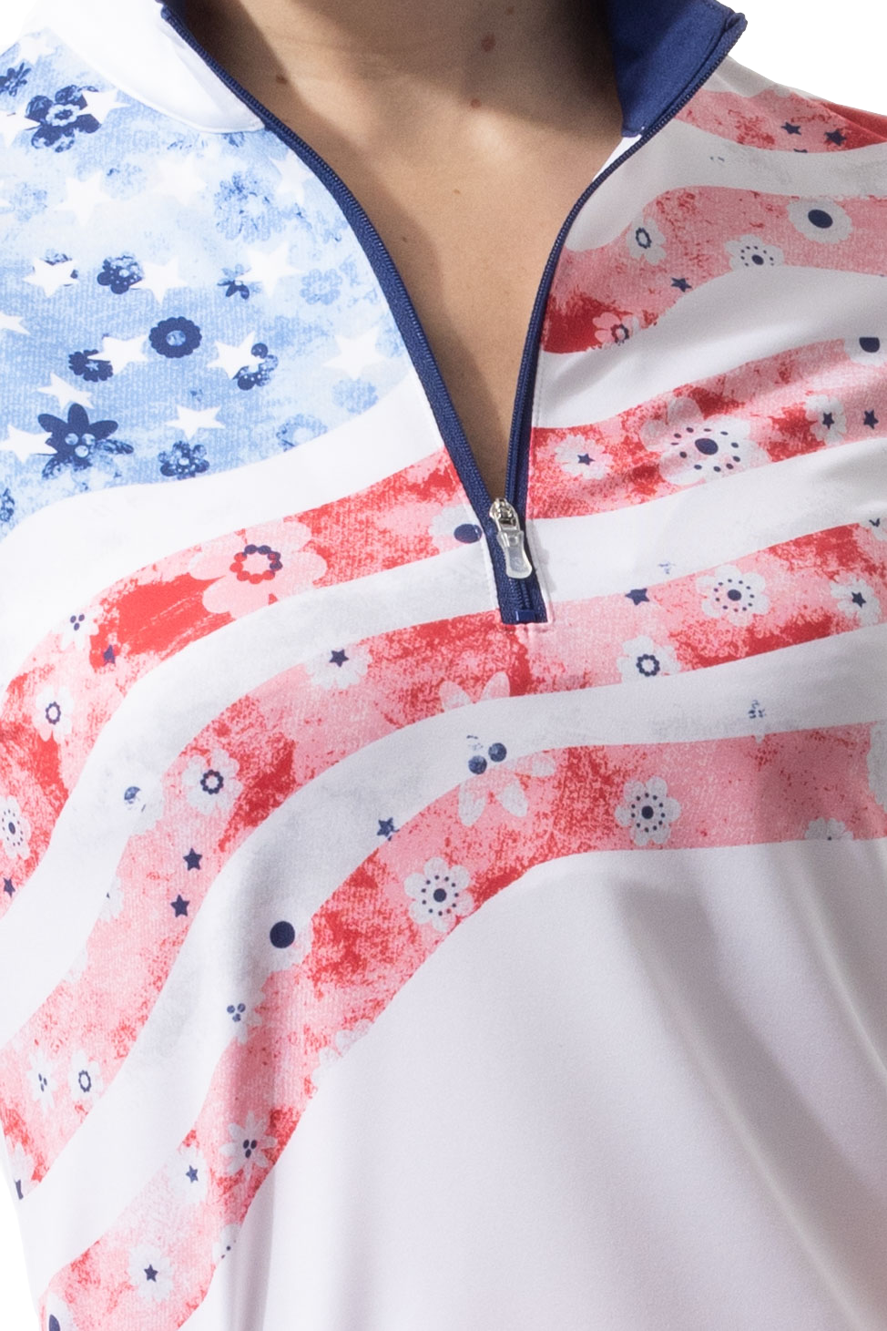 SOLCOOL 1/4  ZIP LONG SLEEVE MOCK. LIBERTY GARDEN. 900454 - SanSoleil