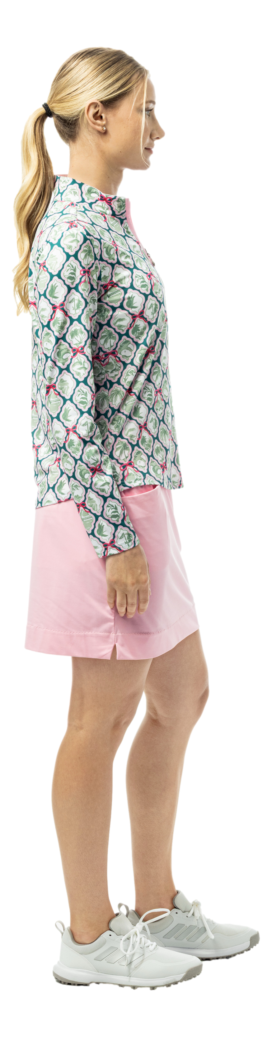 SOLCOOL 1/4 ZIP MOCK. TROPICAL TIDINGS. 900463