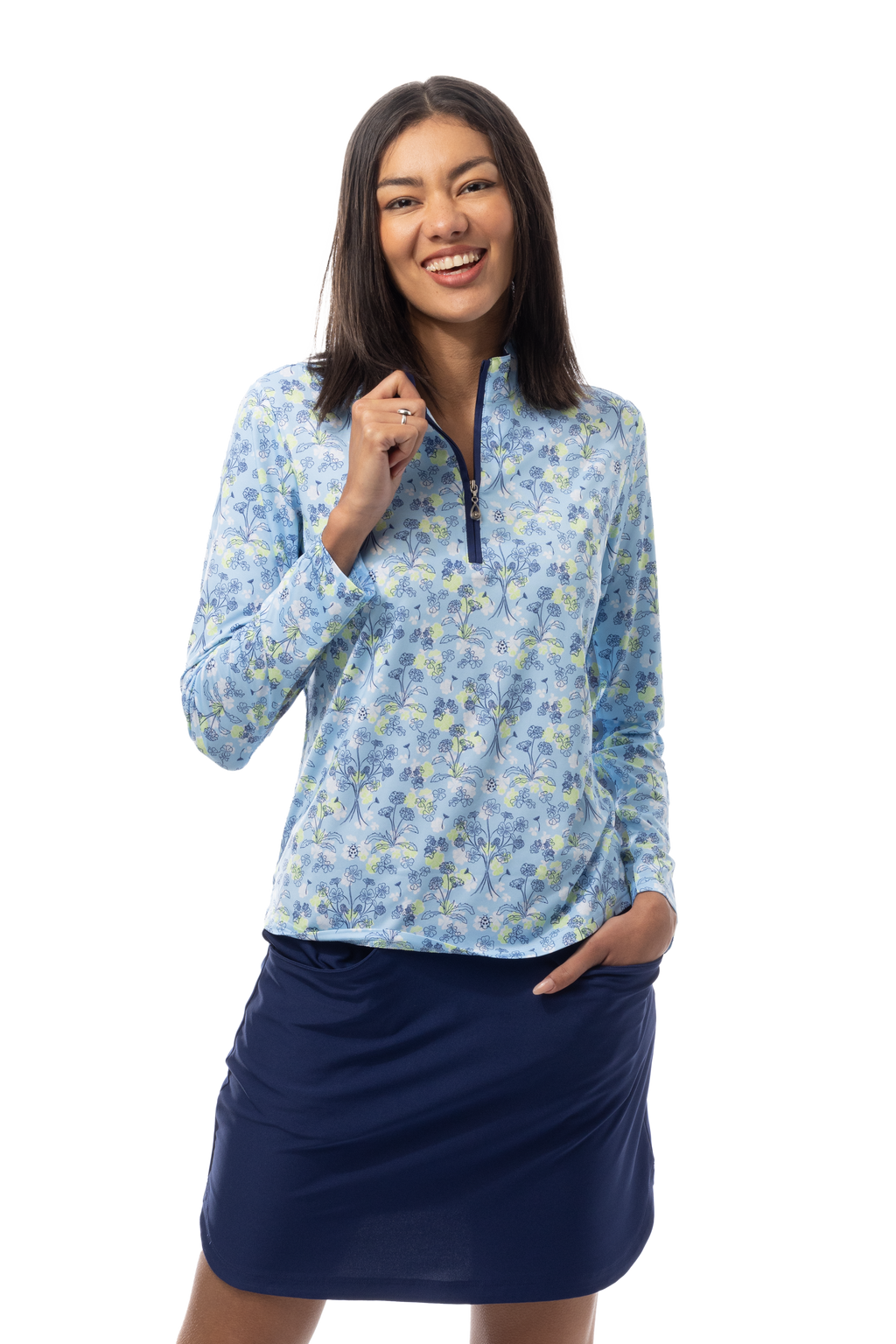SANSOLEIL'S SOLCOOL 1/4 ZIP MOCK. MAKE A WISH. 900463 - SanSoleil