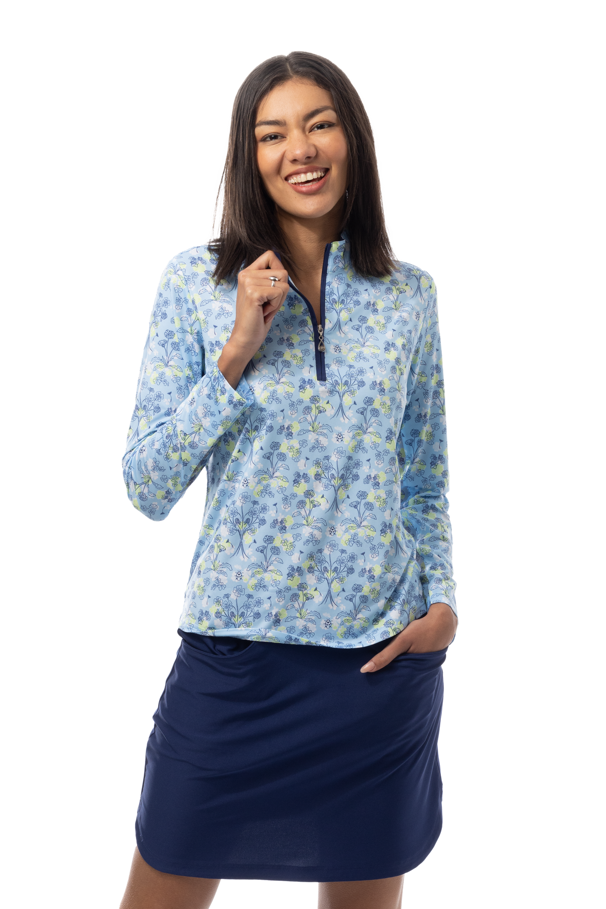 SANSOLEIL'S SOLCOOL 1/4 ZIP MOCK. MAKE A WISH. 900463 - SanSoleil