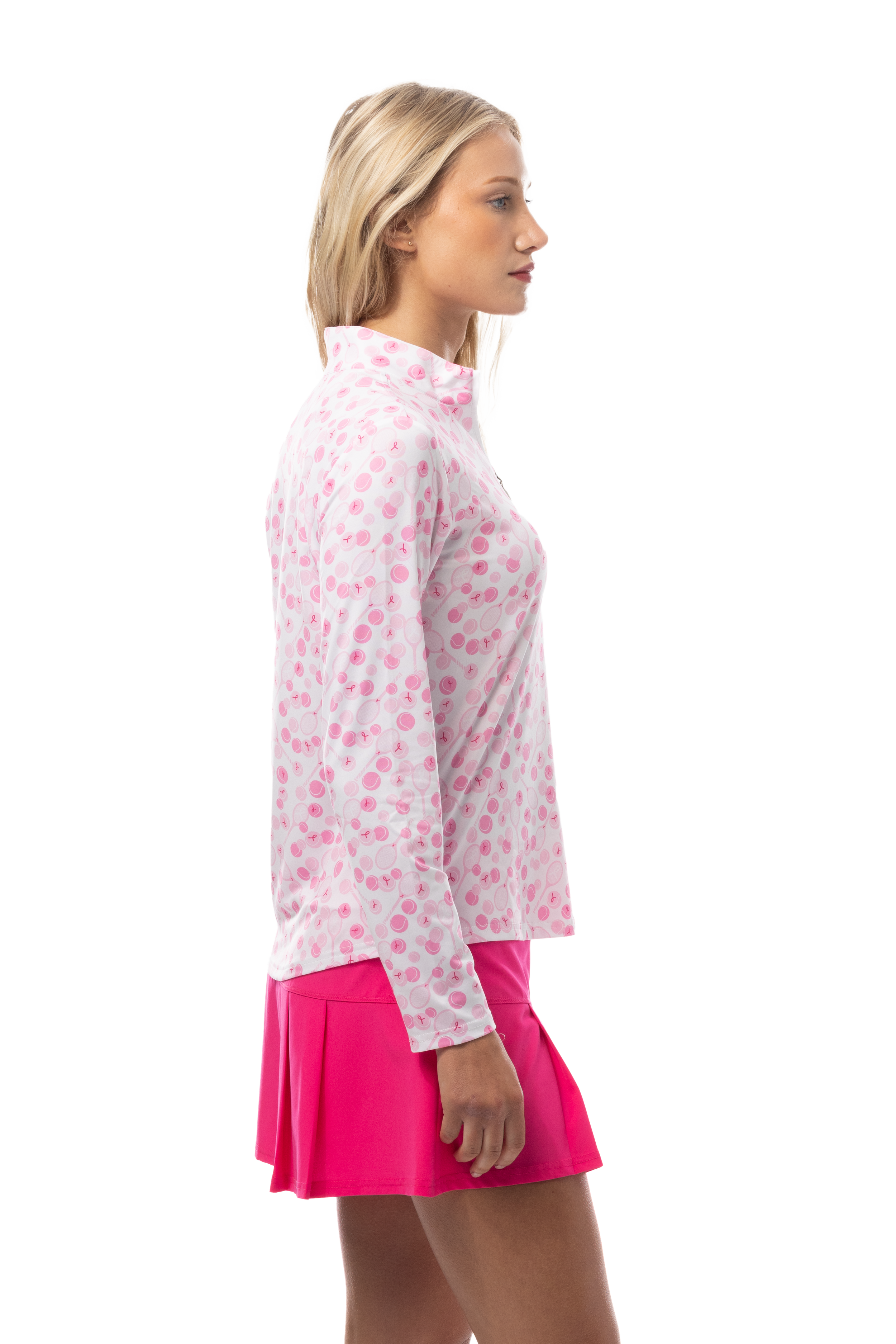 SANSOLEIL SOLCOOL PRINT 1/4 ZIP MOCK. PLAY FOR P.I.N.K. TENNIS. 900463 - SanSoleil