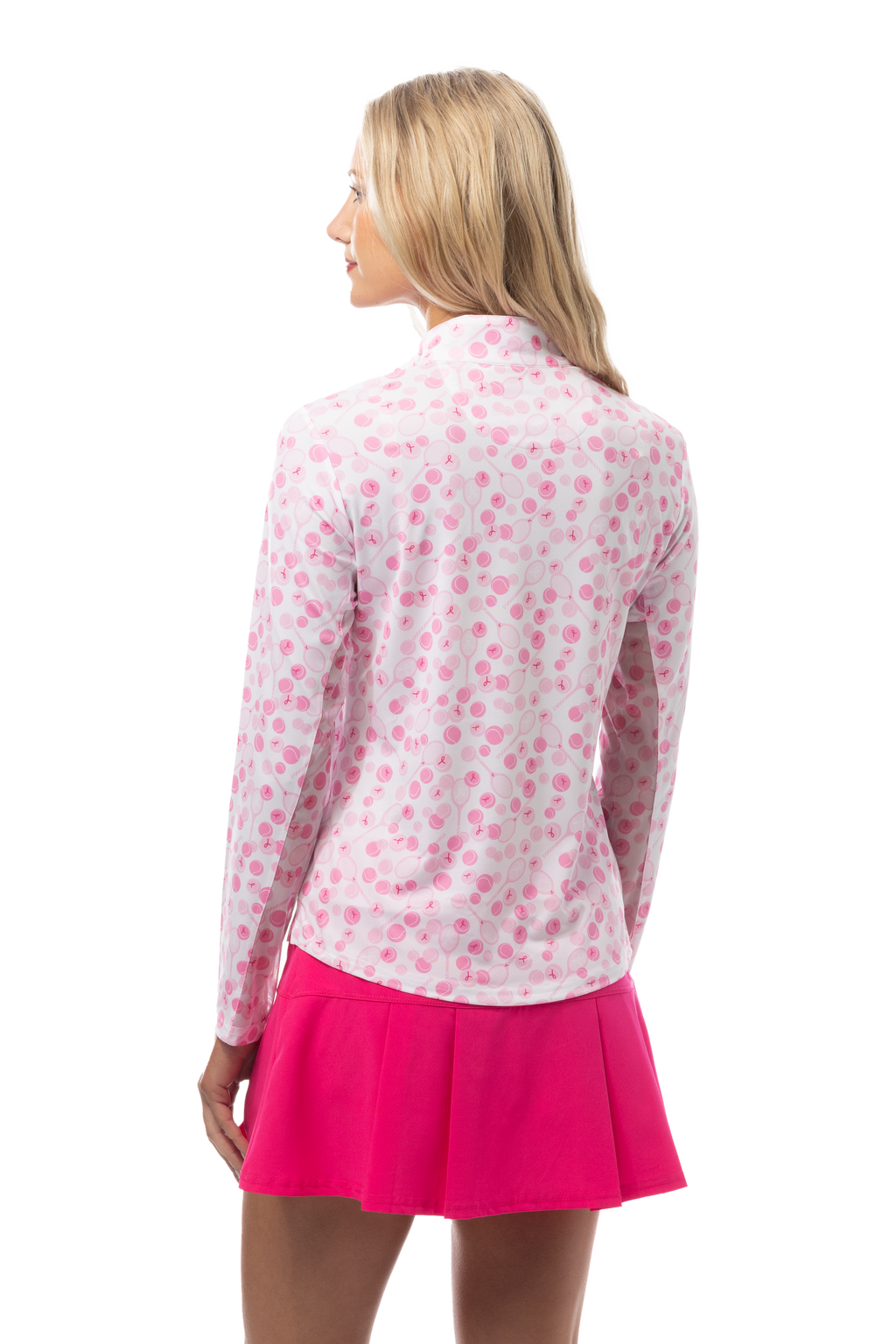 SANSOLEIL SOLCOOL PRINT 1/4 ZIP MOCK. PLAY FOR P.I.N.K. TENNIS. 900463 - SanSoleil