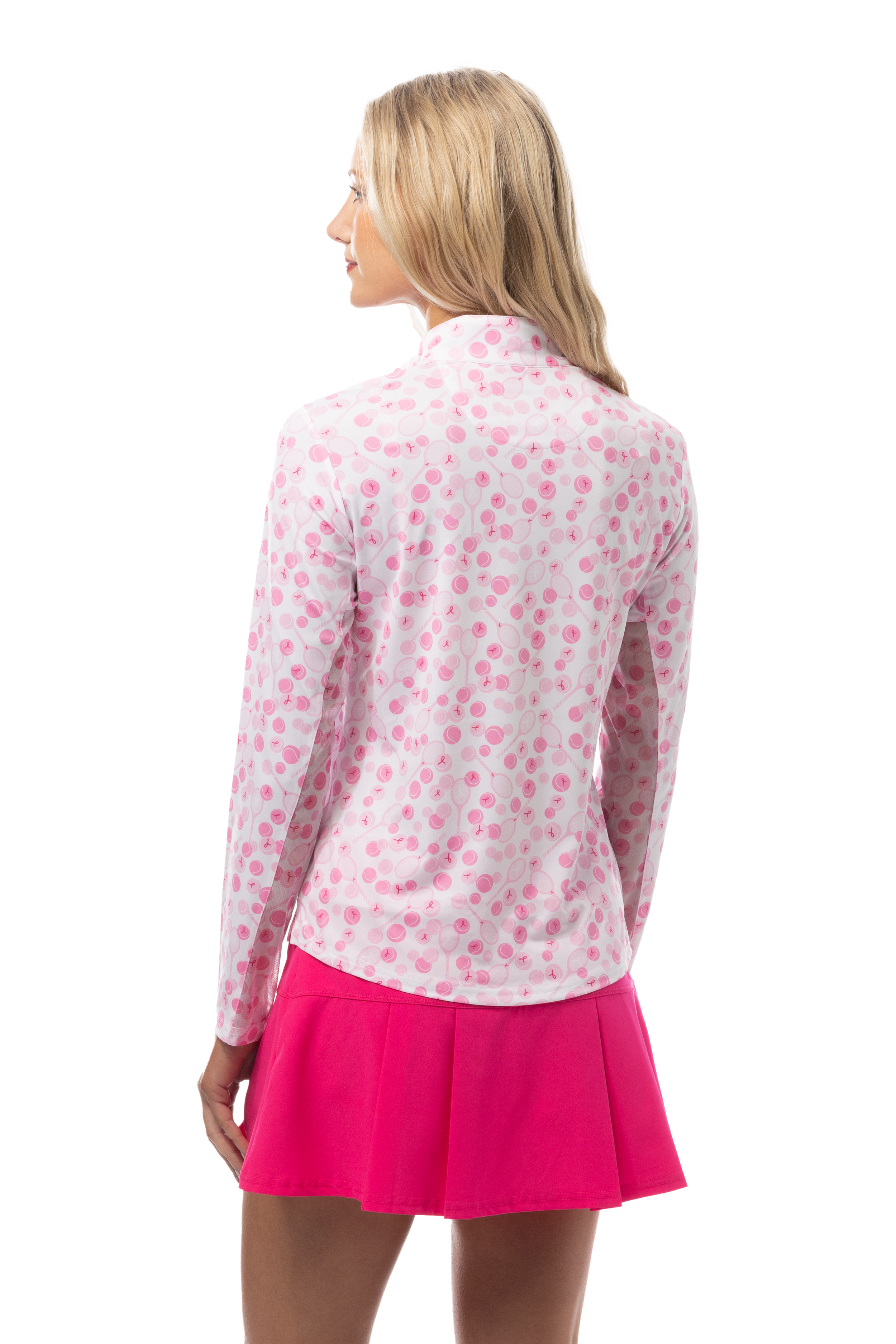 SANSOLEIL SOLCOOL PRINT 1/4 ZIP MOCK. PLAY FOR P.I.N.K. TENNIS. 900463 - SanSoleil