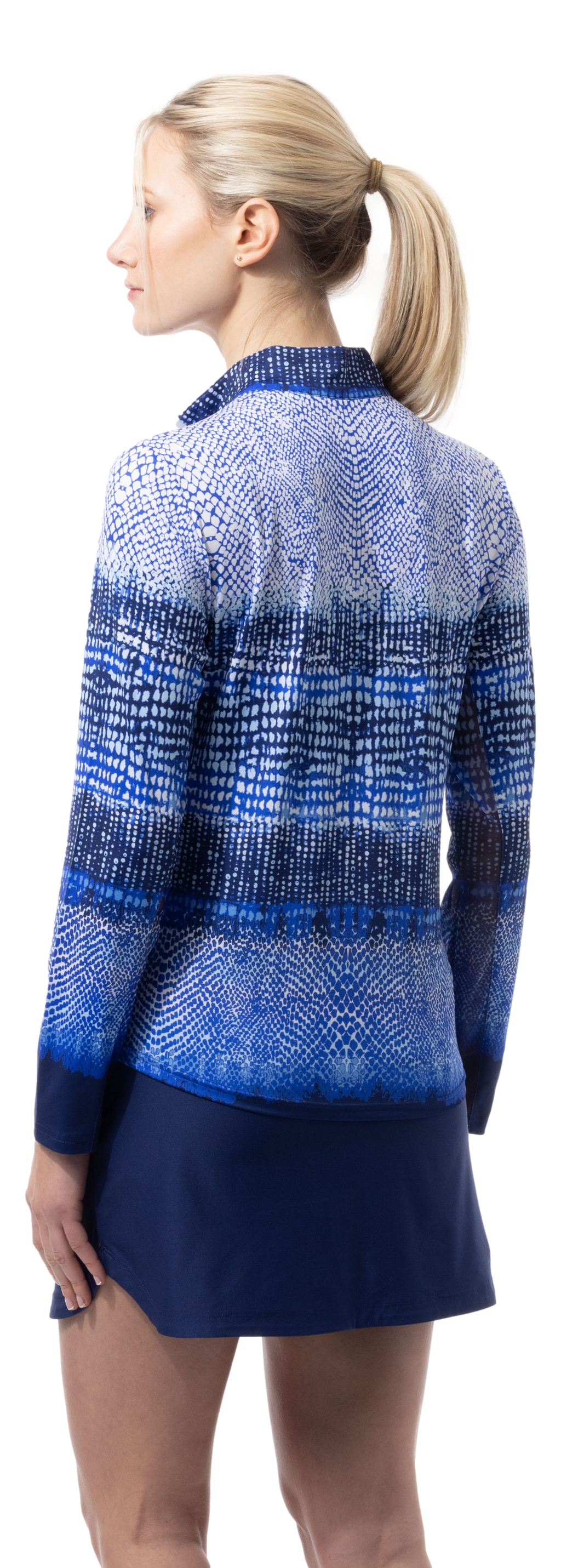 SOLCOOL 1/4 ZIP MOCK. CROC ROCK. NAVY. 900463 - SanSoleil