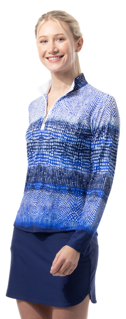 SOLCOOL 1/4 ZIP MOCK. CROC ROCK. NAVY. 900463 - SanSoleil