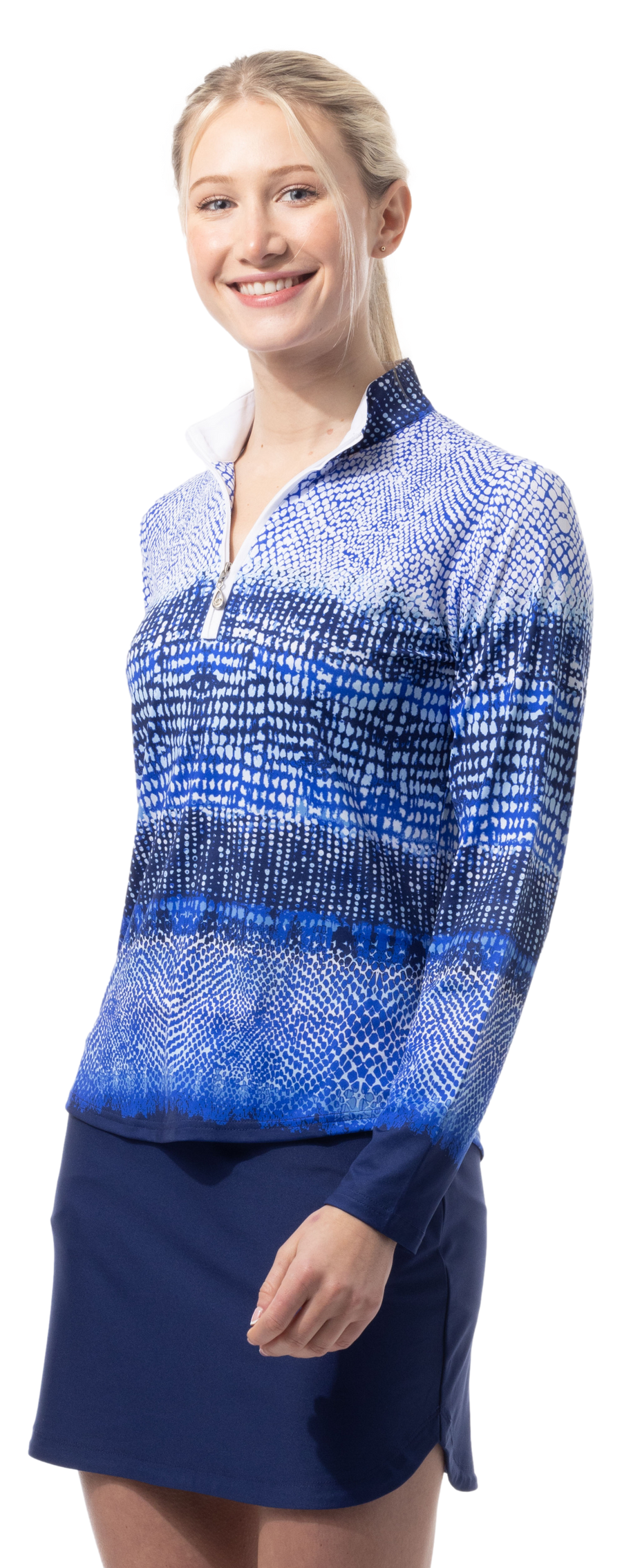 SOLCOOL 1/4 ZIP MOCK. CROC ROCK. NAVY. 900463 - SanSoleil