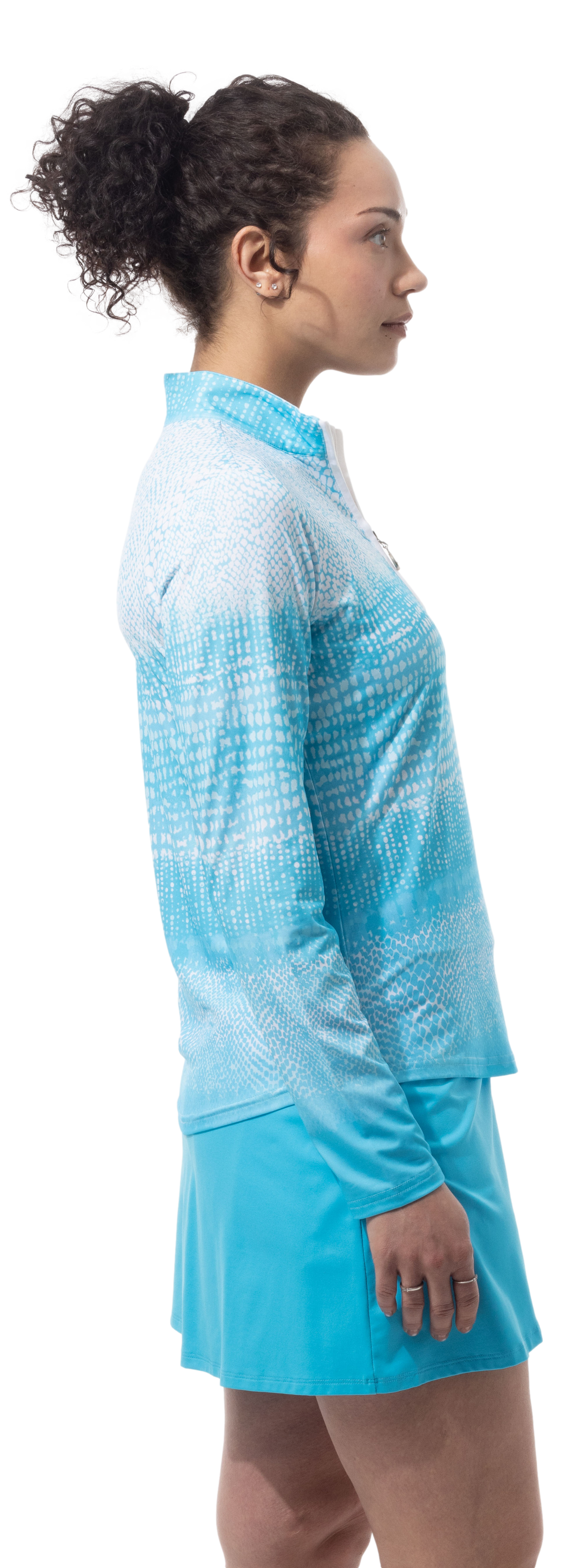 SOLCOOL 1/4 ZIP MOCK. CROC ROCK. TURQUOISE. 900463 - SanSoleil