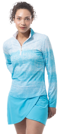 SOLCOOL 1/4 ZIP MOCK. CROC ROCK. TURQUOISE. 900463 - SanSoleil