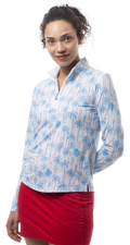 SOLCOOL 1/4 ZIP MOCK. GOLF PARADISE. BLUE. 900463 - SanSoleil