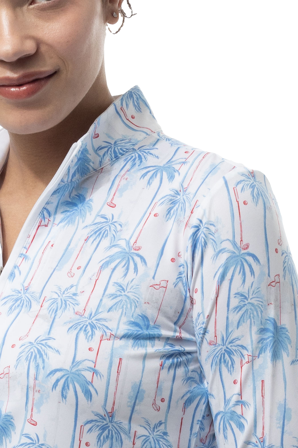 SOLCOOL 1/4 ZIP MOCK. GOLF PARADISE. BLUE. 900463 - SanSoleil