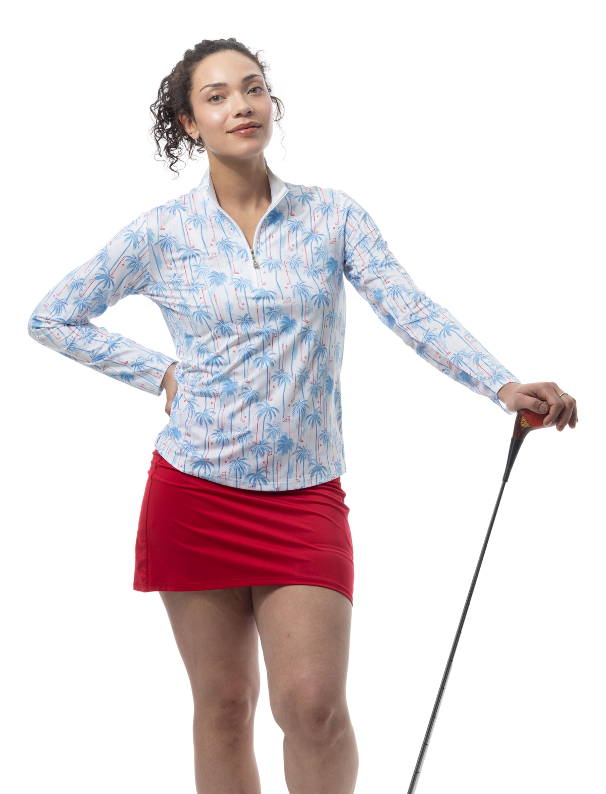 SOLCOOL 1/4 ZIP MOCK. GOLF PARADISE. BLUE. 900463 - SanSoleil