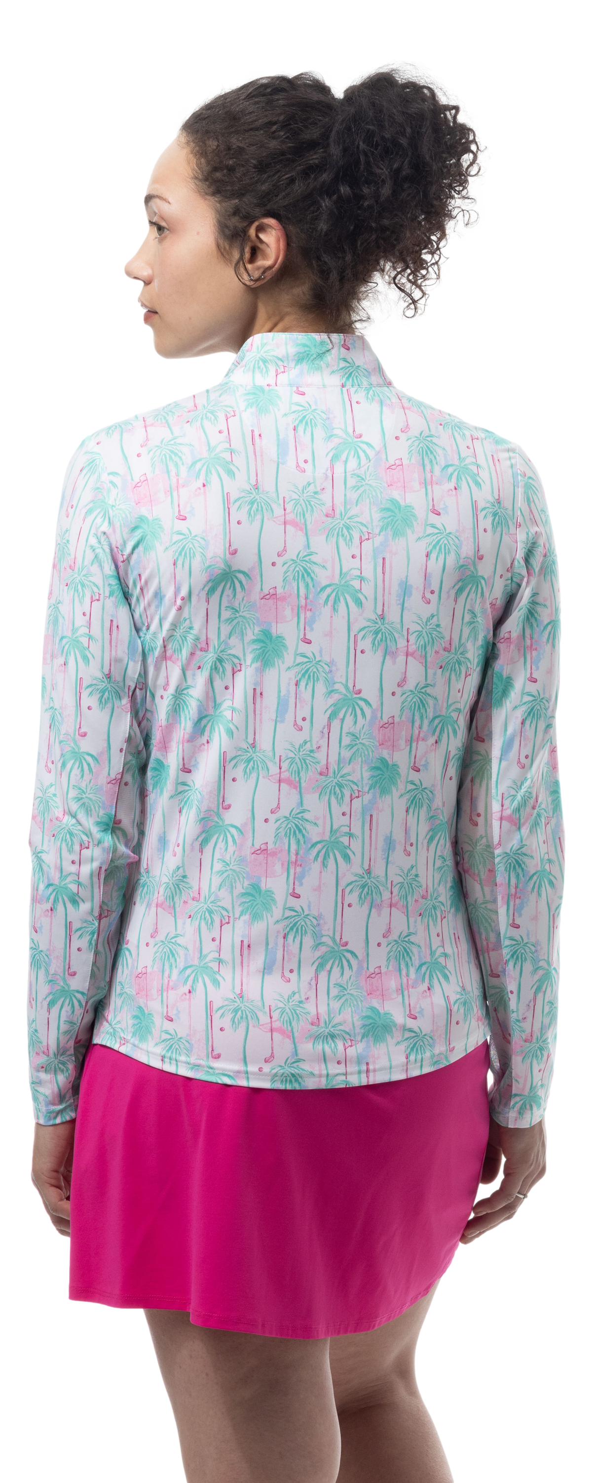 SOLCOOL 1/4 ZIP MOCK. GOLF PARADISE. MINT. 900463 - SanSoleil