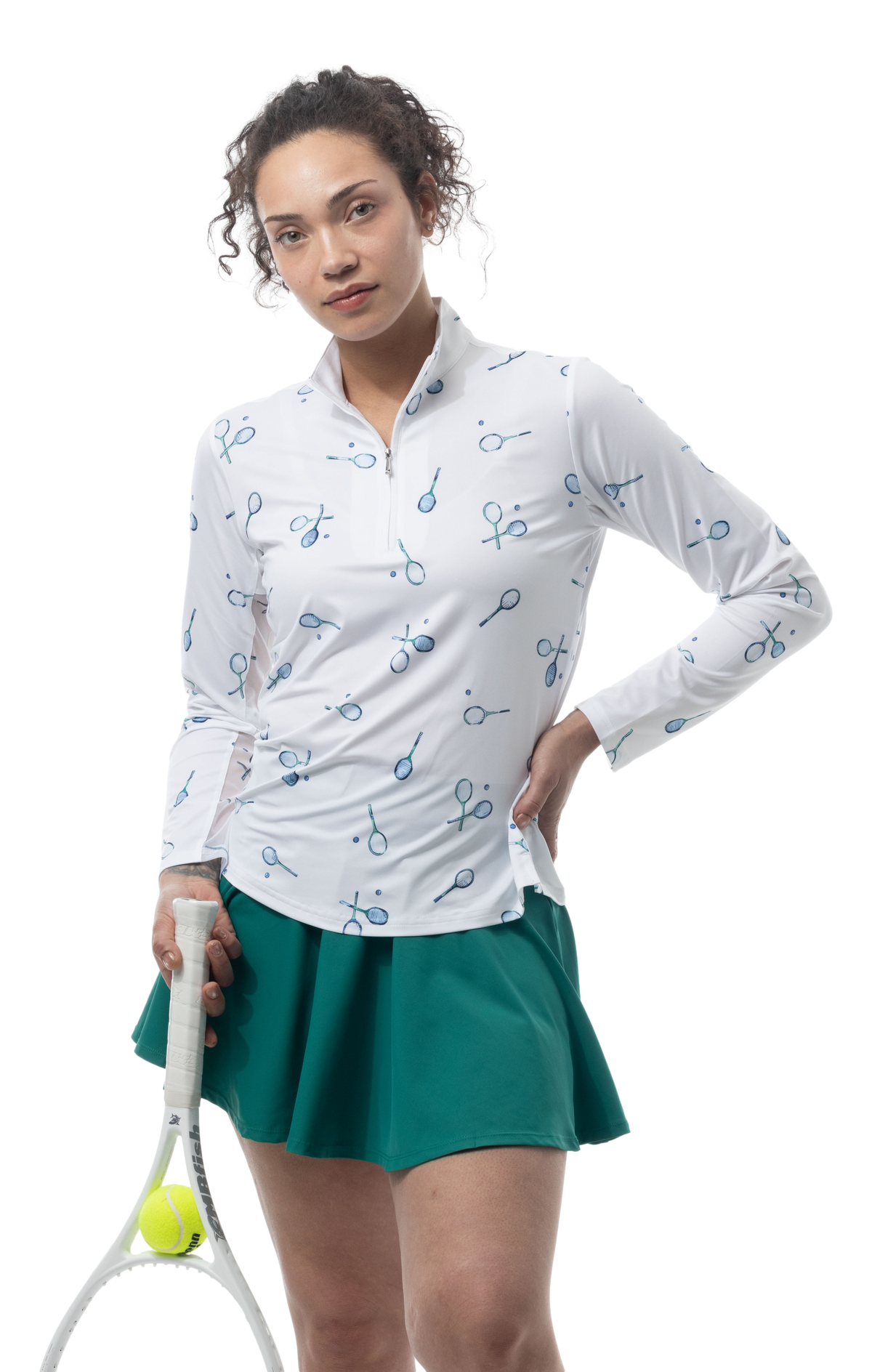 SOLCOOL 1/4 ZIP MOCK. MATCH PLAY. GREEN NAVY. 900463 - SanSoleil