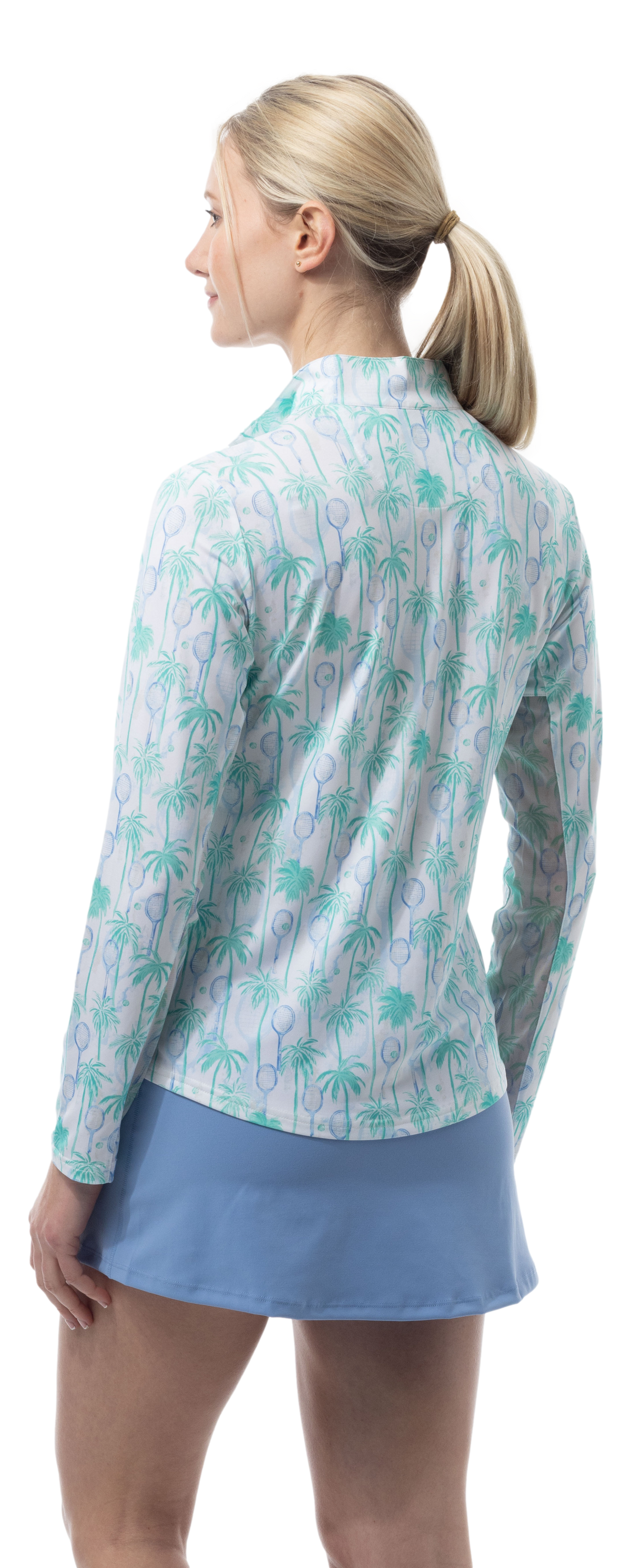 SOLCOOL 1/4 ZIP MOCK. TENNIS PARADISE. 900463 - SanSoleil