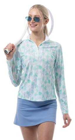 SOLCOOL 1/4 ZIP MOCK. TENNIS PARADISE. 900463 - SanSoleil
