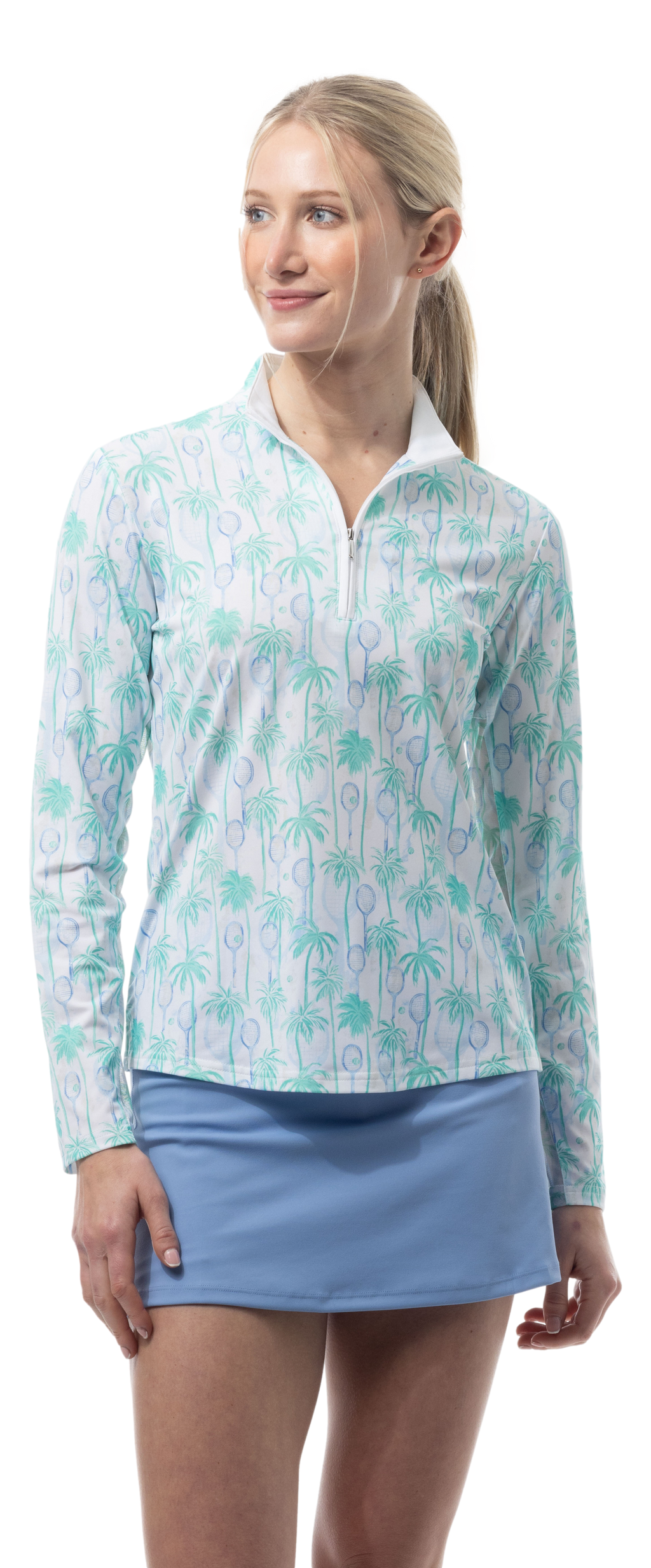 SOLCOOL 1/4 ZIP MOCK. TENNIS PARADISE. 900463 - SanSoleil