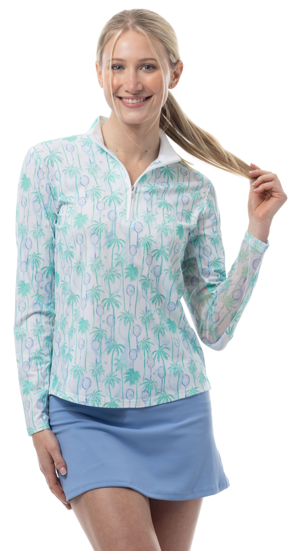SOLCOOL 1/4 ZIP MOCK. TENNIS PARADISE. 900463 - SanSoleil