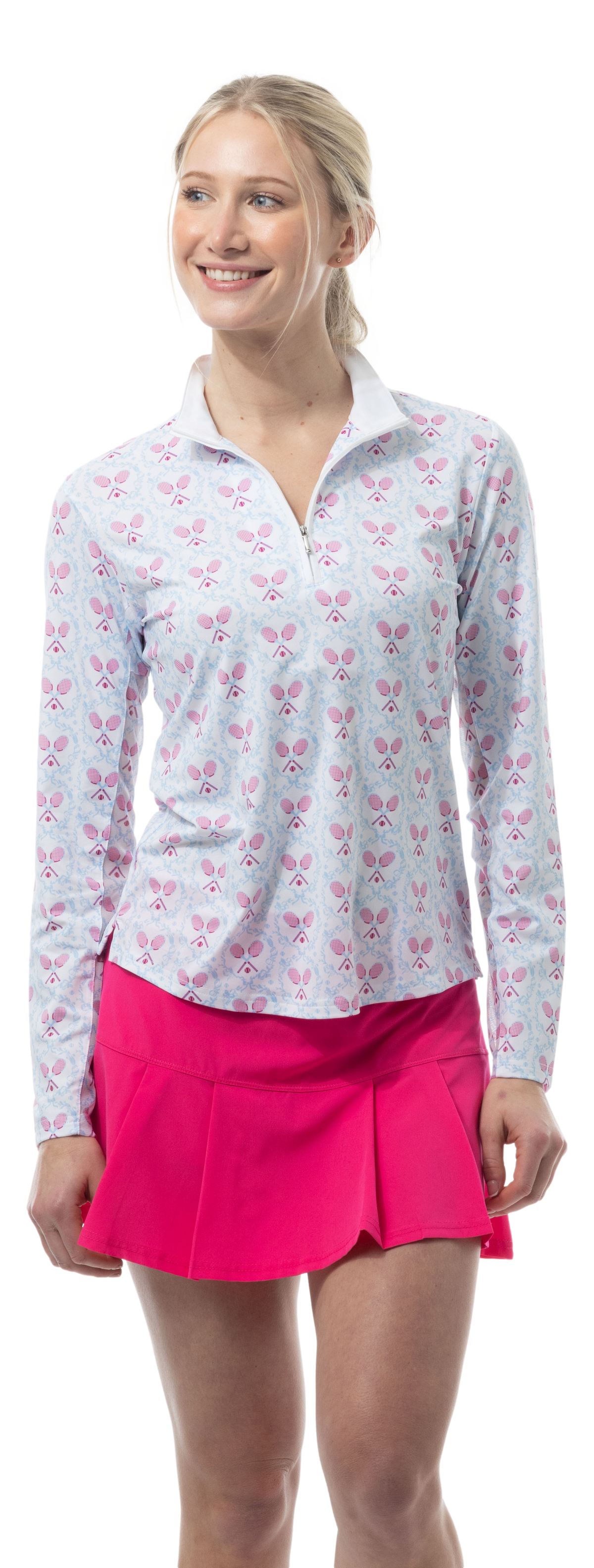 SOLCOOL 1/4 ZIP MOCK. TENNISON. ARTIC BERRY. 900463 - SanSoleil