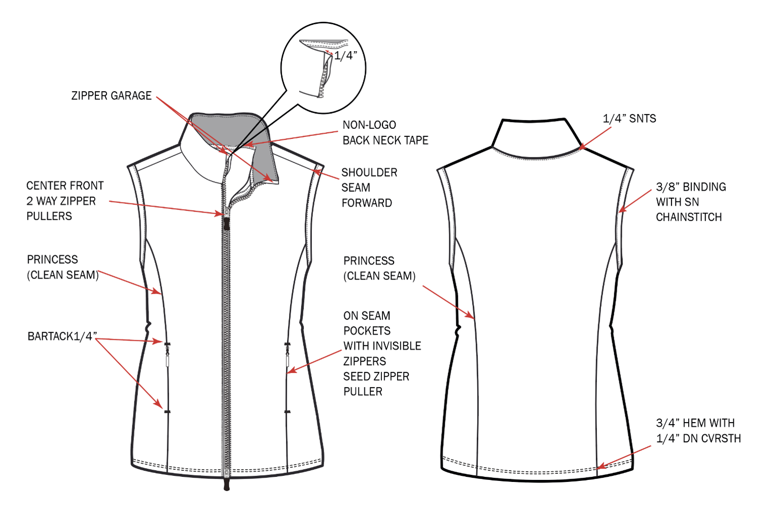 SOLLAYER ZIP VEST.  WHITE. 900512