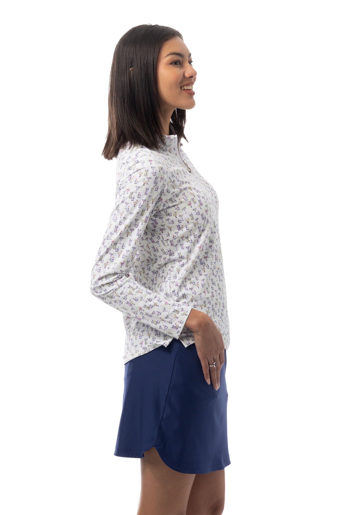 SANSOLEIL 1/4 ZIP PRINT  MOCK. CADDY COOLER. MULTI. 900621 - SanSoleil