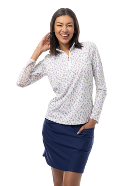 SANSOLEIL 1/4 ZIP PRINT  MOCK. CADDY COOLER. MULTI. 900621 - SanSoleil