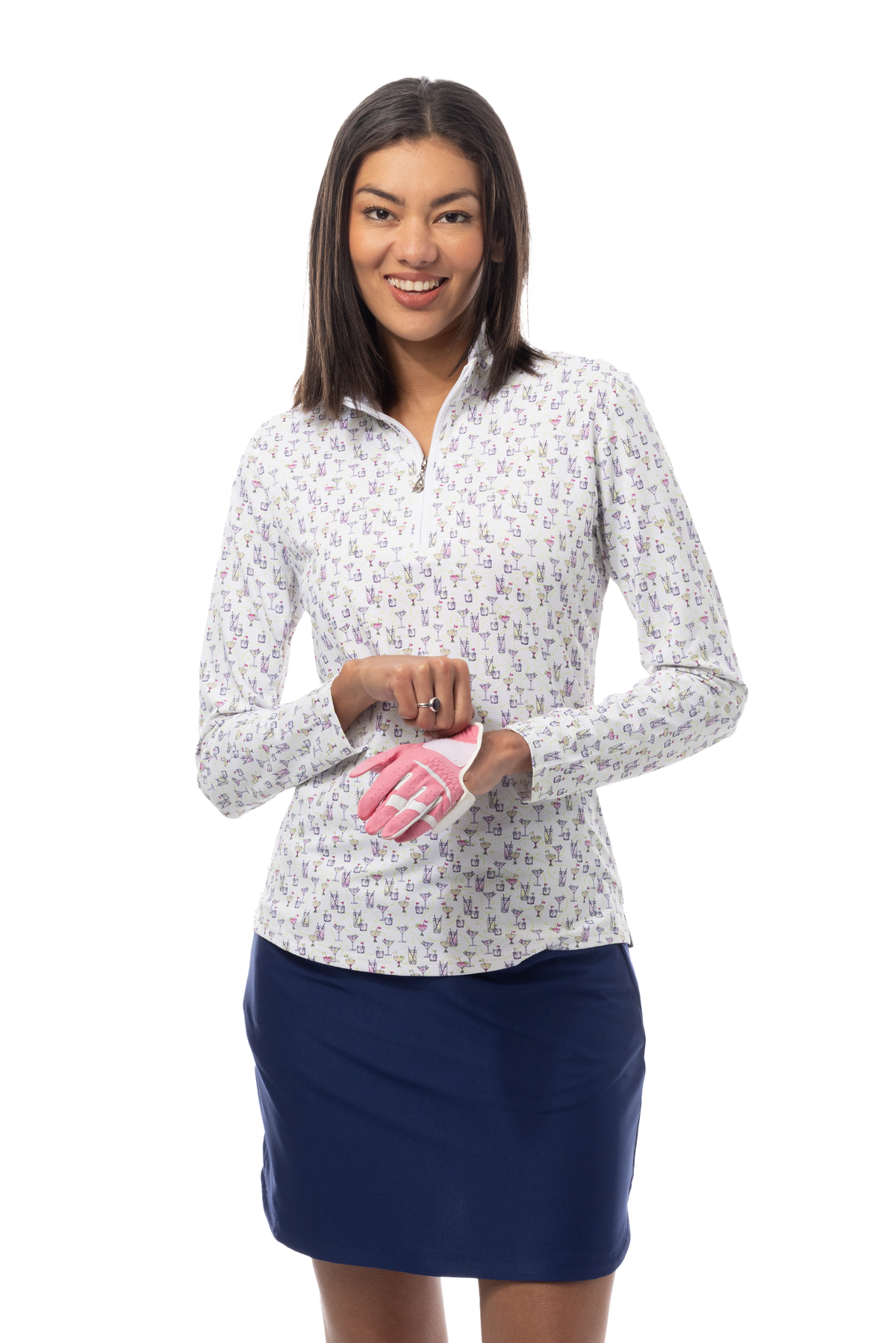 SANSOLEIL 1/4 ZIP PRINT  MOCK. CADDY COOLER. MULTI. 900621 - SanSoleil