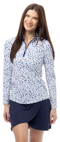SOLTEK LUX L/S PRINT MOCK. GRASSLAND BLUE. 900621 - SanSoleil