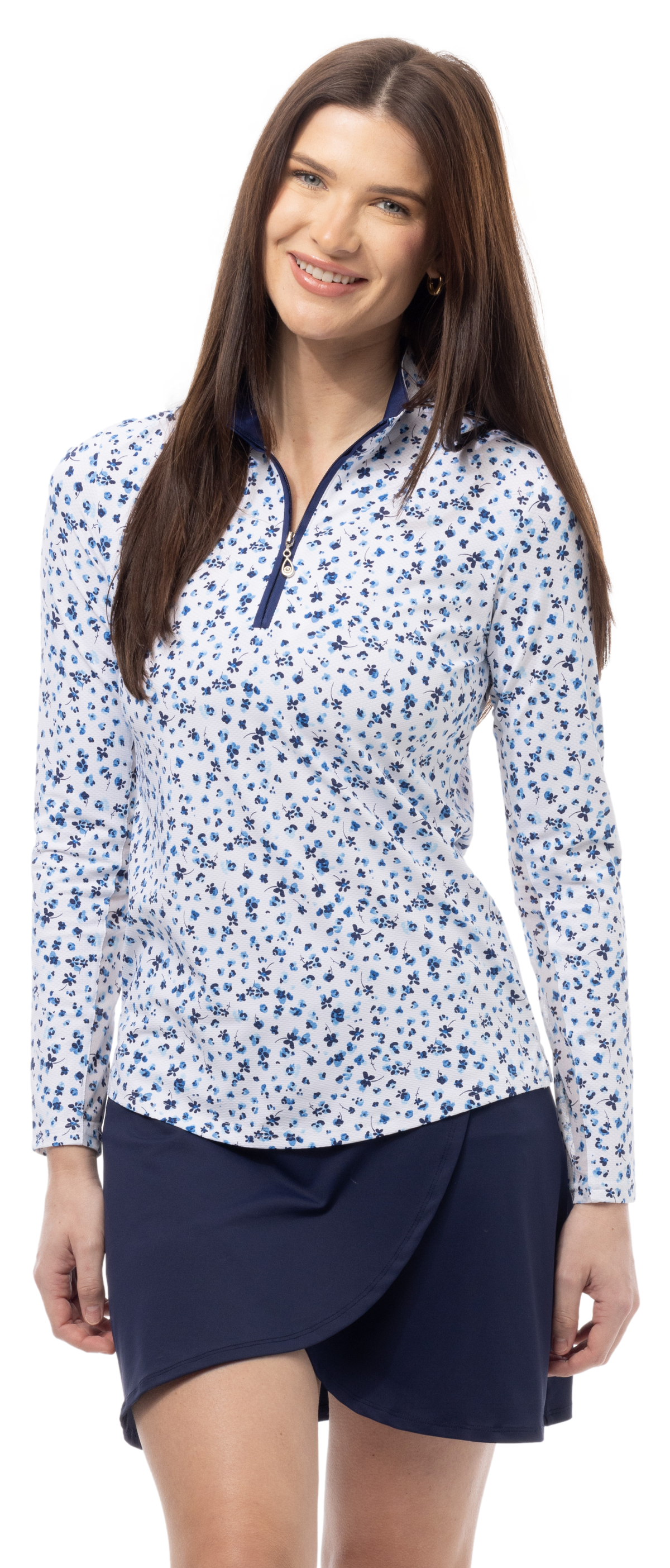 SOLTEK LUX L/S PRINT MOCK. GRASSLAND BLUE. 900621 - SanSoleil