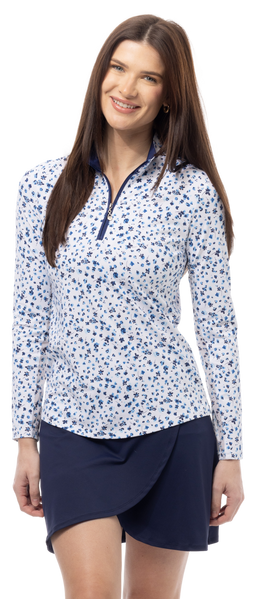 SOLTEK LUX L/S PRINT MOCK. GRASSLAND BLUE. 900621 - SanSoleil