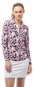 SOLTEK LUX L/S PRINT MOCK. PAISLEY PARK. NAVY RED. 900621 - SanSoleil