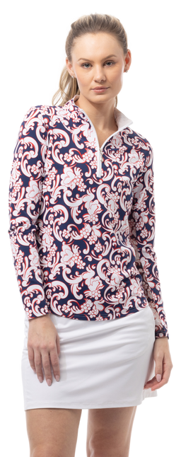 SOLTEK LUX L/S PRINT MOCK. PAISLEY PARK. NAVY RED. 900621 - SanSoleil