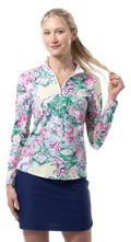 SANSOLEIL 1/4 ZIP PRINT  MOCK. GIRLS TRIP. MULTI. 900621 - SanSoleil