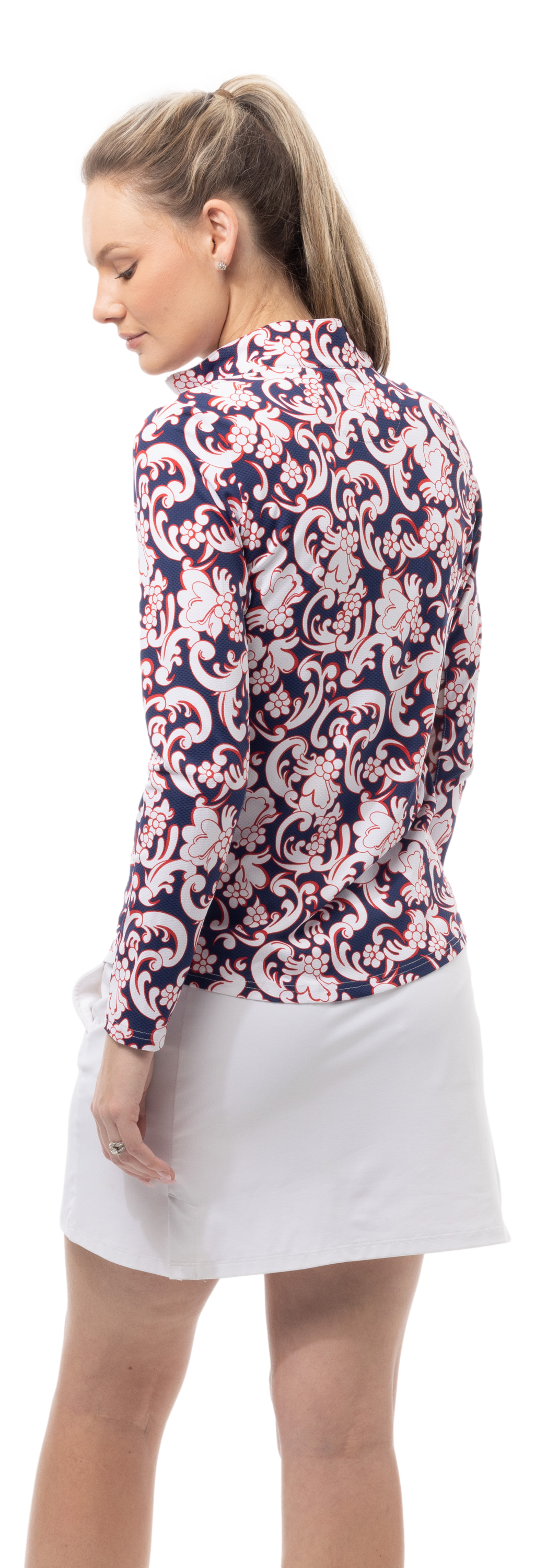 SOLTEK LUX L/S PRINT MOCK. PAISLEY PARK. NAVY RED. 900621