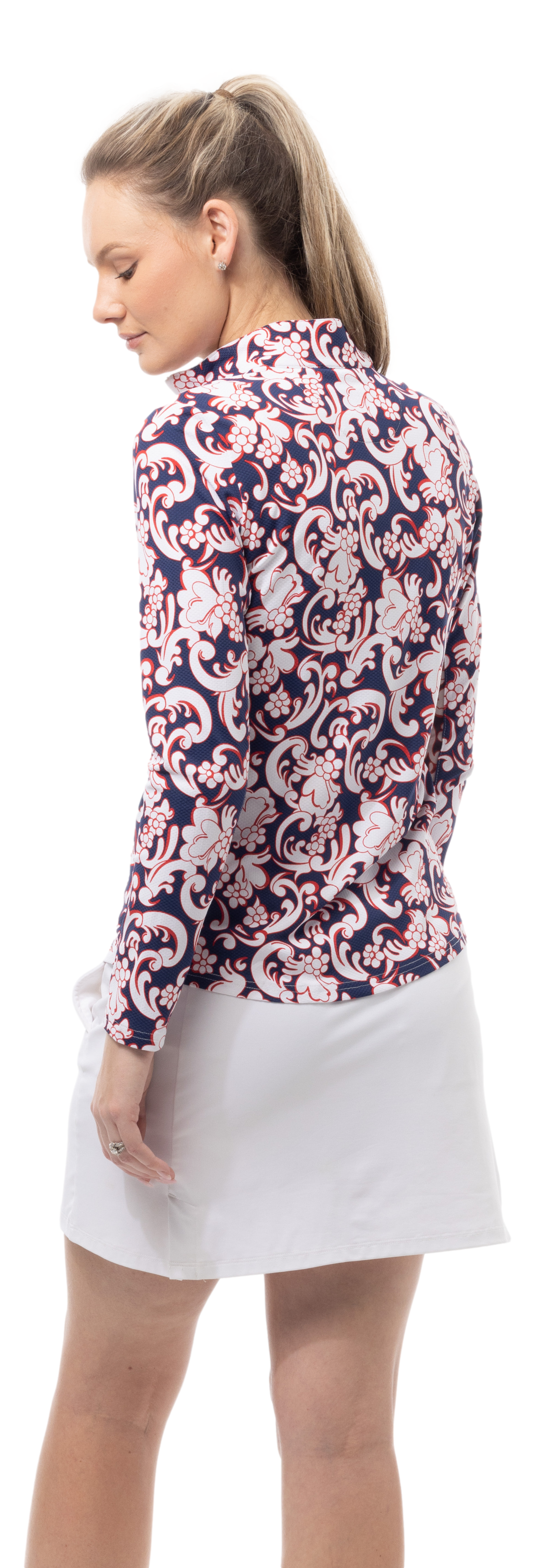 SOLTEK LUX L/S PRINT MOCK. PAISLEY PARK. NAVY RED. 900621
