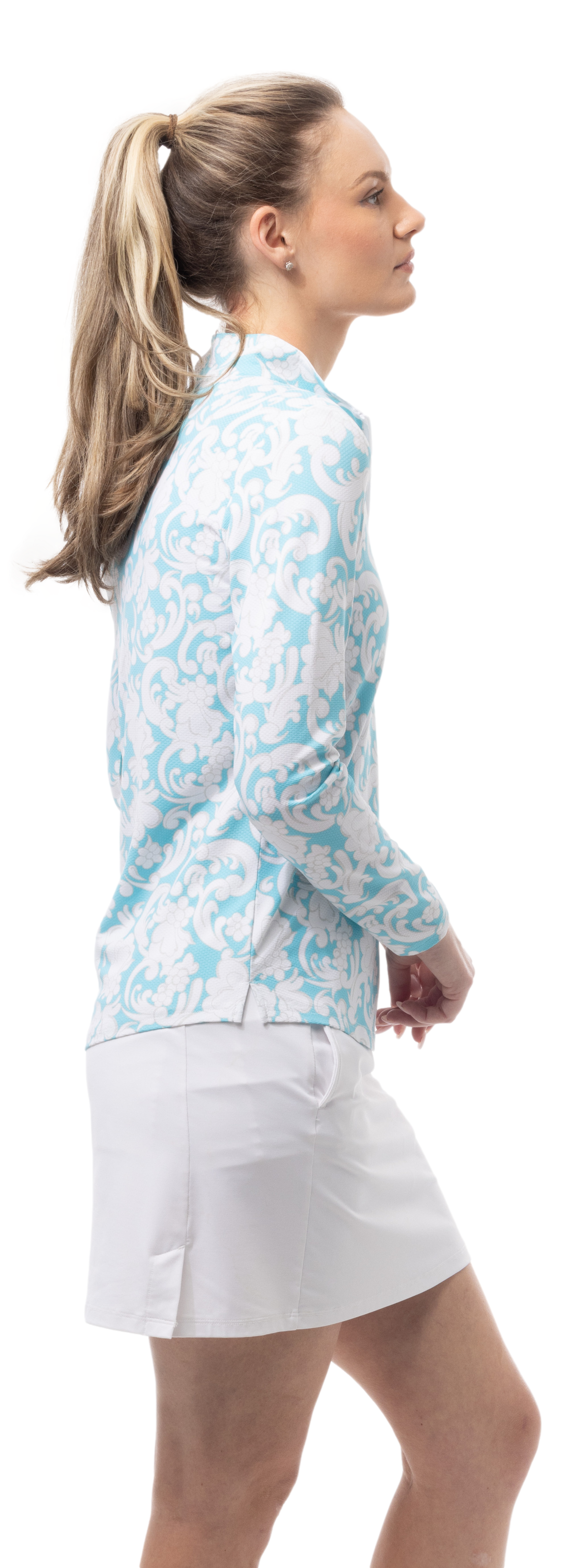 SOLTEK LUX L/S PRINT MOCK. PAISLEY PARK. TURQUOISE. 900621