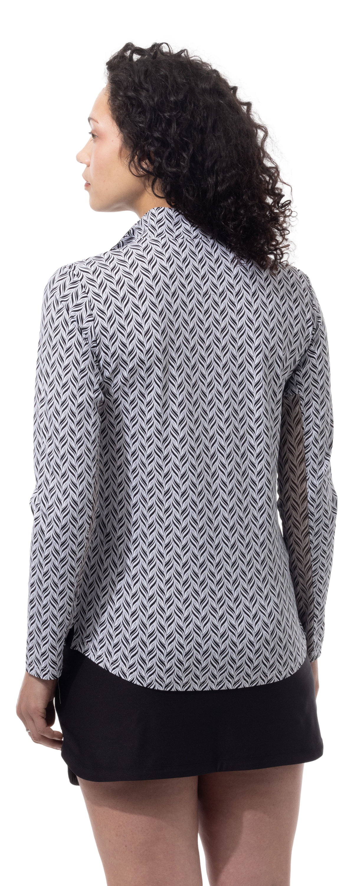 SANSOLEIL 1/4 ZIP PRINT  MOCK. WAVERLY. BLACK.  900621 - SanSoleil