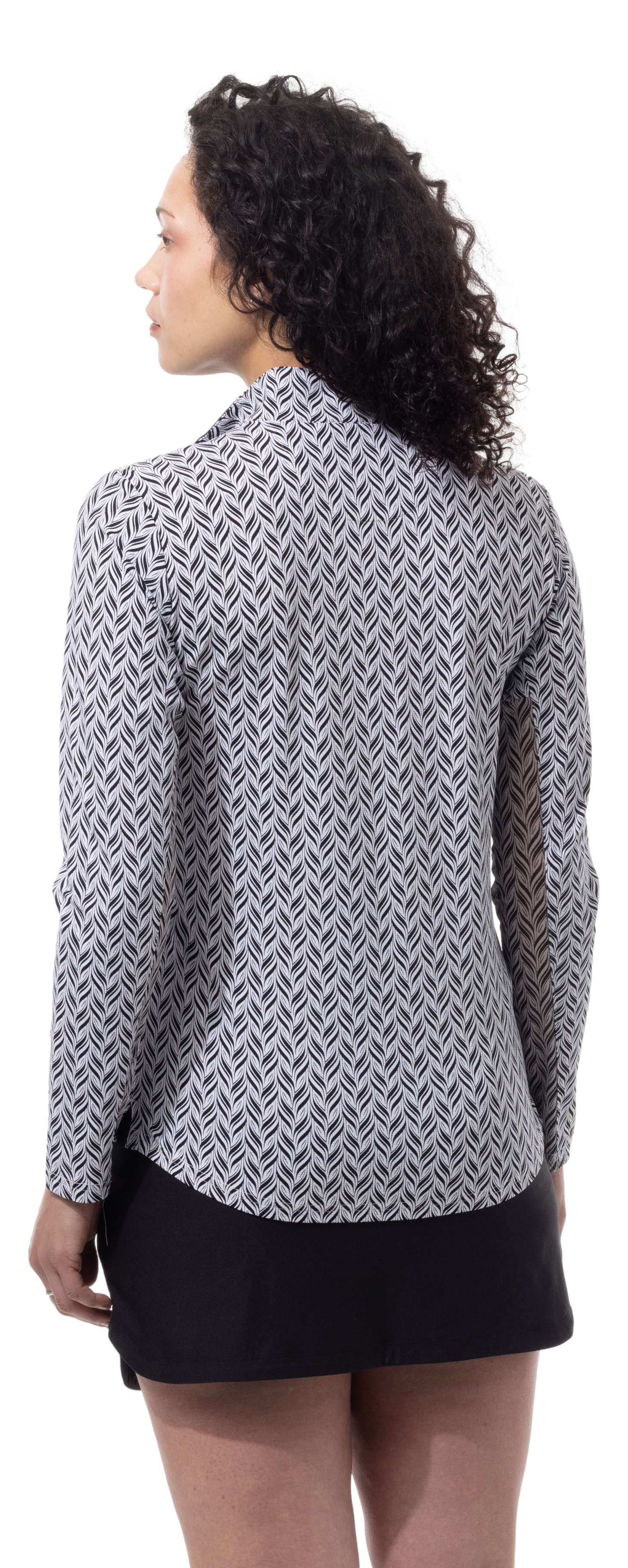 SANSOLEIL 1/4 ZIP PRINT  MOCK. WAVERLY. BLACK.  900621 - SanSoleil