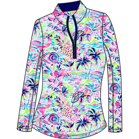 SOLTEK LUX  LONG-SLEEVE PRINT MOCK. KEYWEST MULTI. 900621 - SanSoleil