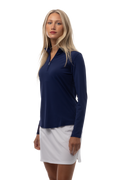 SOLTEK LUX LONG-SLEEVE SOLID MOCK. NAVY. 900622 - SanSoleil