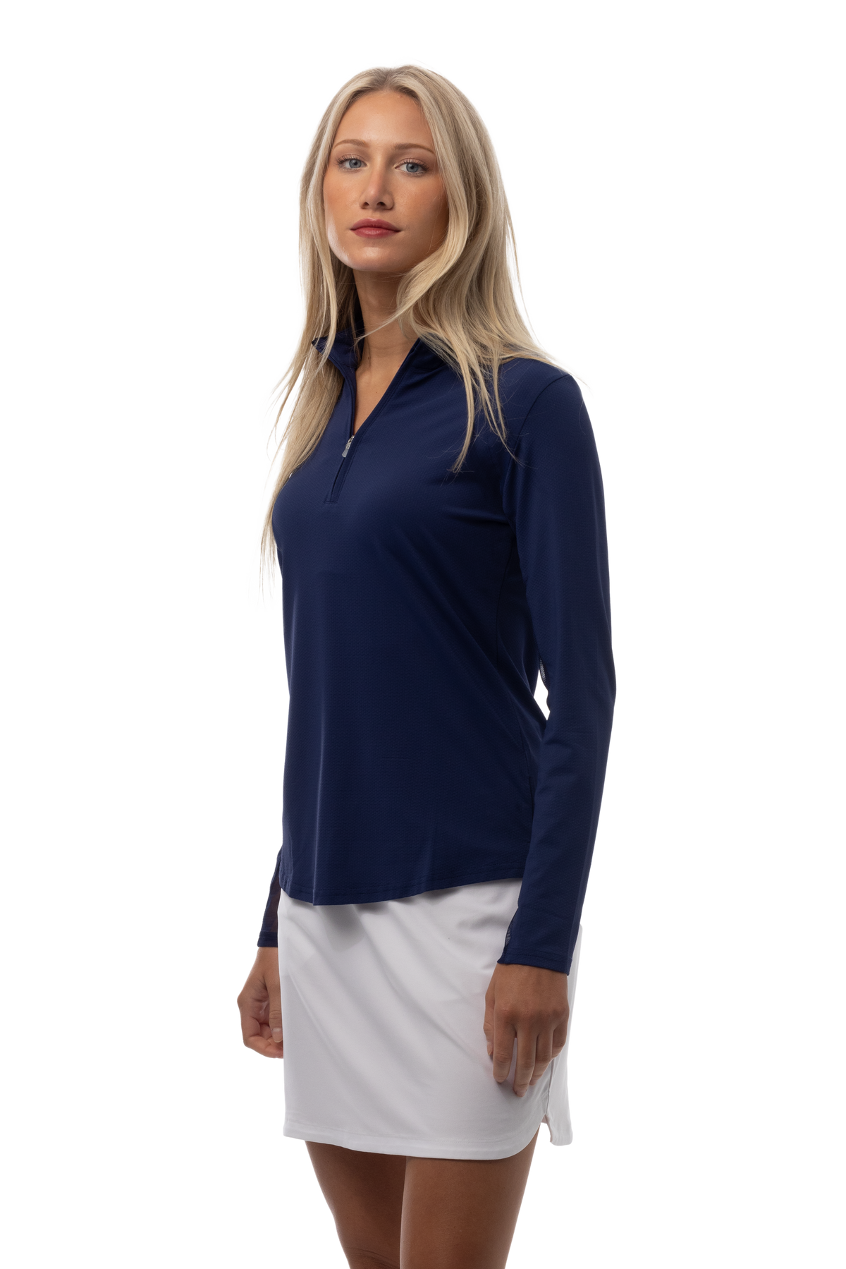 SOLTEK LUX LONG-SLEEVE SOLID MOCK. NAVY. 900622 - SanSoleil