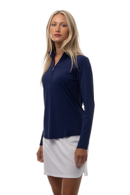 SOLTEK LUX LONG-SLEEVE SOLID MOCK. NAVY. 900622 - SanSoleil