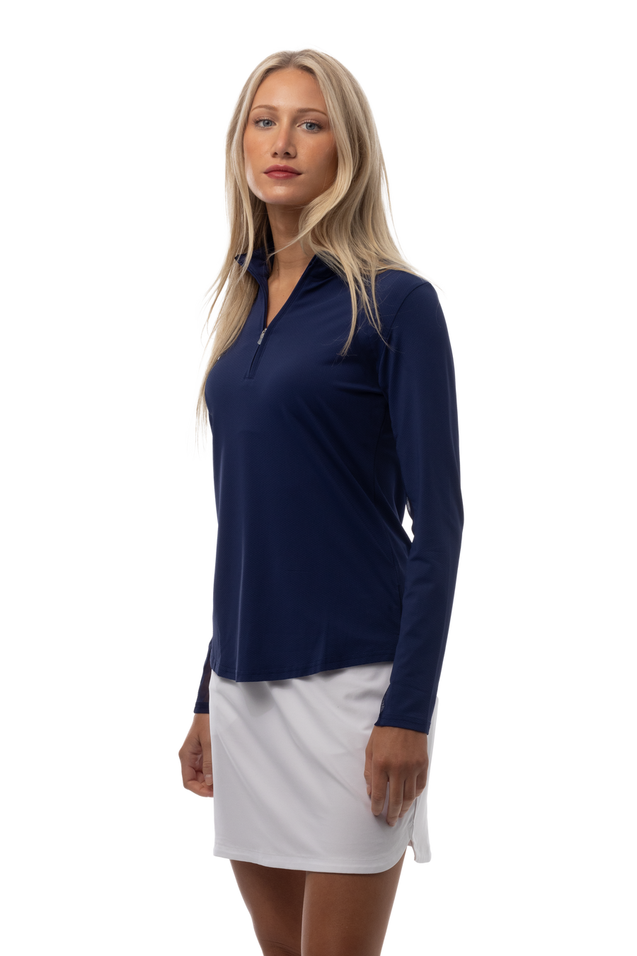 SOLTEK LUX LONG-SLEEVE SOLID MOCK. NAVY. 900622 - SanSoleil