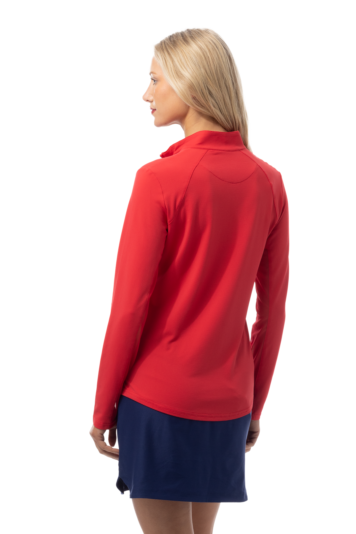 SANSOLEIL 1/4 ZIP LONG-SLEEVE SOLID MOCK. TRUE RED. 900622 - SanSoleil
