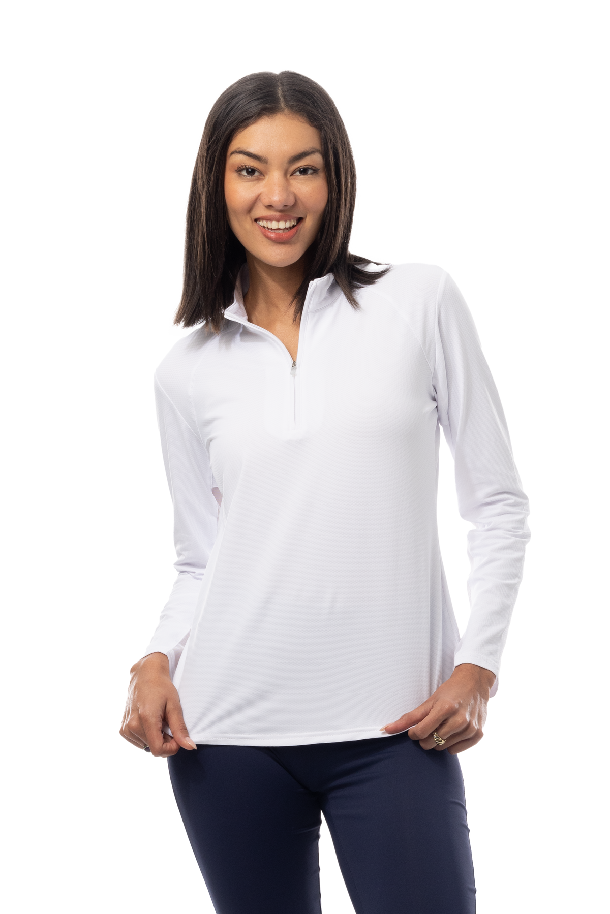 SOLTEK LUX LONG-SLEEVE SOLID MOCK. WHITE. 900622 - SanSoleil