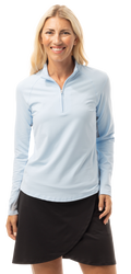 SANSOLEIL 1/4 ZIP LONG-SLEEVE SOLID MOCK. ARTIC BLUE. 900622