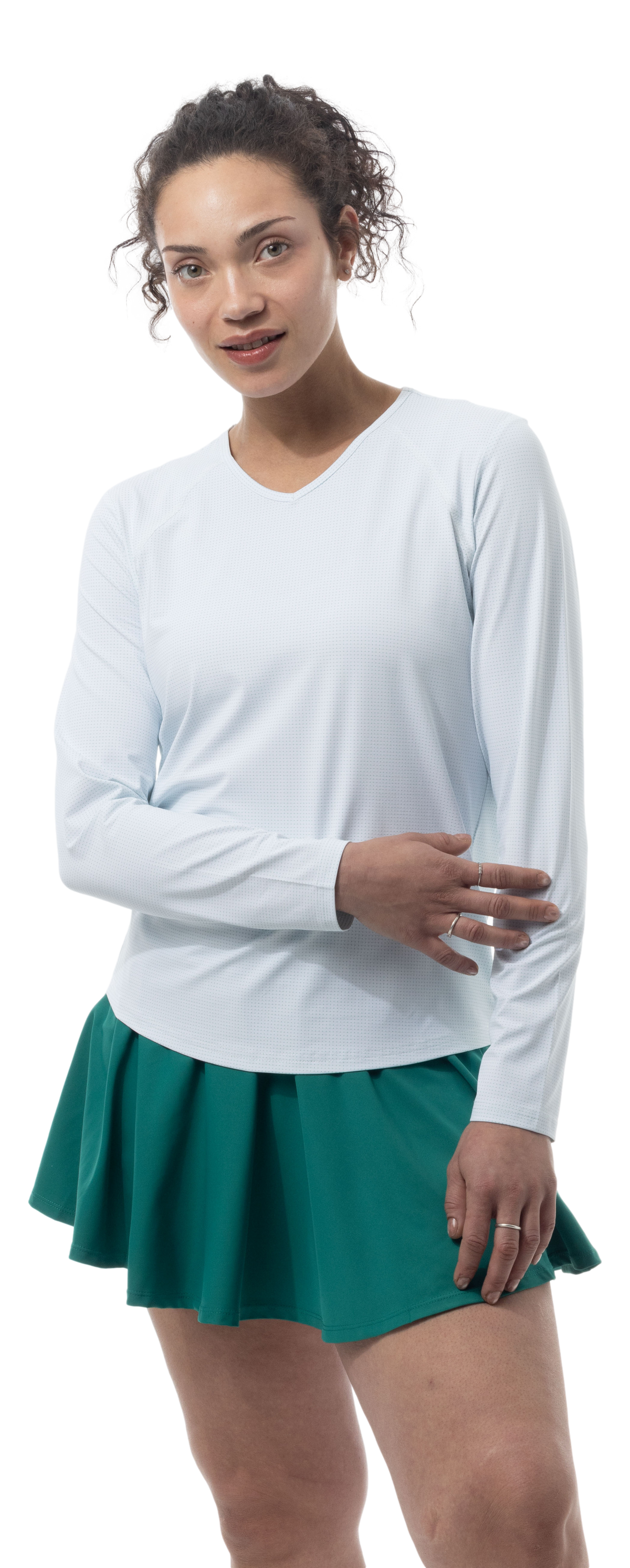 SOLAIR COOL ULTRA-MESH ACTIVE TOP. WHITE / VARSITY GREEN. DOT. 900624D - SanSoleil